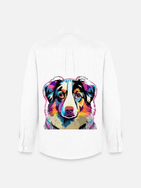 Bunter Australien Shepherd - Männer Oxford Hemd von Stanley/Stella - Weiß