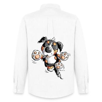 Brain der Berner Sennenhund - Männer Oxford Hemd von Stanley/Stella - Weiß - Hinten - AI Model Male 185 dark (185cm)