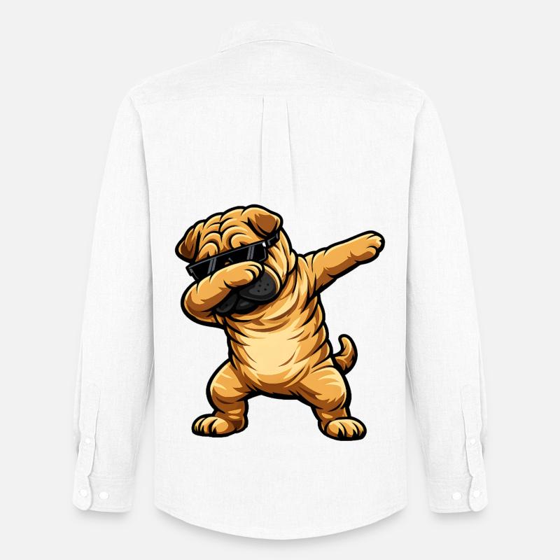 Dabbing Shar Pei - Männer Oxford Hemd von Stanley/Stella - Weiß