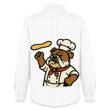 Bulldogge Chef Pizzateig Werfen Cartoon Design - Männer Oxford Hemd von Stanley/Stella - Weiß - Hinten - AI Model Male 185 dark (185cm)
