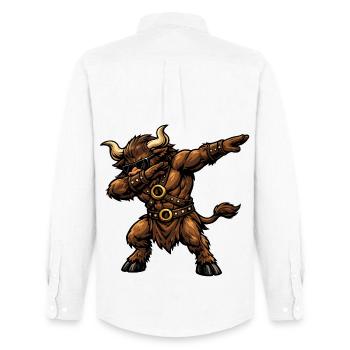Dabbing Minotaurus - Männer Oxford Hemd von Stanley/Stella - Weiß - Hinten - AI Model Male 185 dark (185cm)