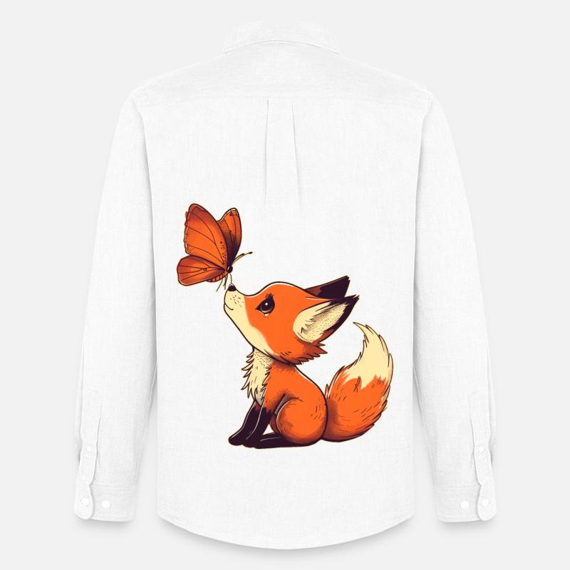 Fuchs mit Schmetterling - Männer Oxford Hemd von Stanley/Stella - Weiß