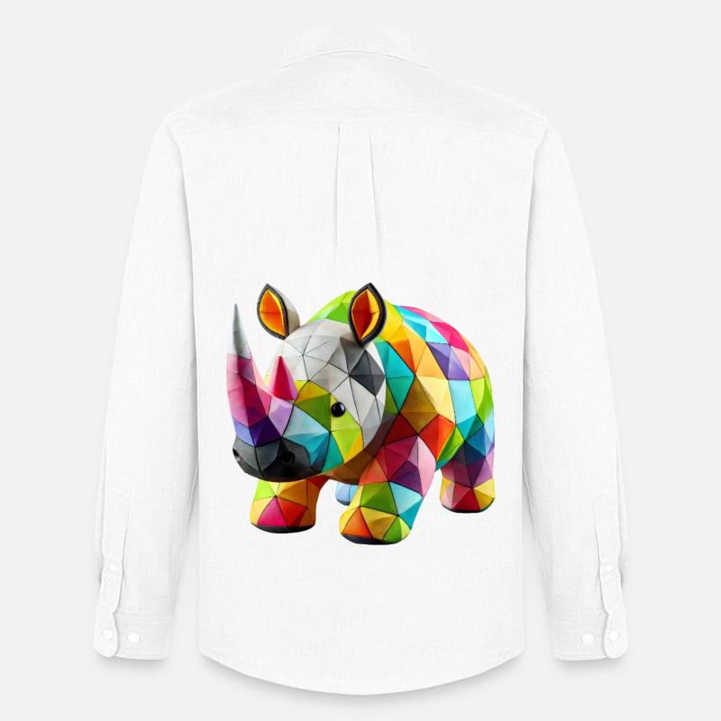 Rhinoceros Rhino Polygone Patchwork - Männer Oxford Hemd von Stanley/Stella - Weiß