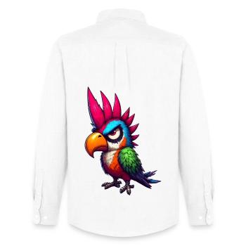 Punk Parrot - Men's Oxford Shirt by Stanley/Stella - white - Back - AI Model Male 185 dark (185cm)