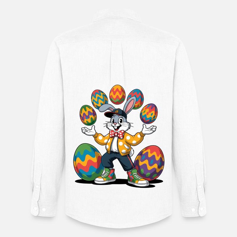 Bunter Osterhase mit farbigen Eiern - Männer Oxford Hemd von Stanley/Stella - Weiß