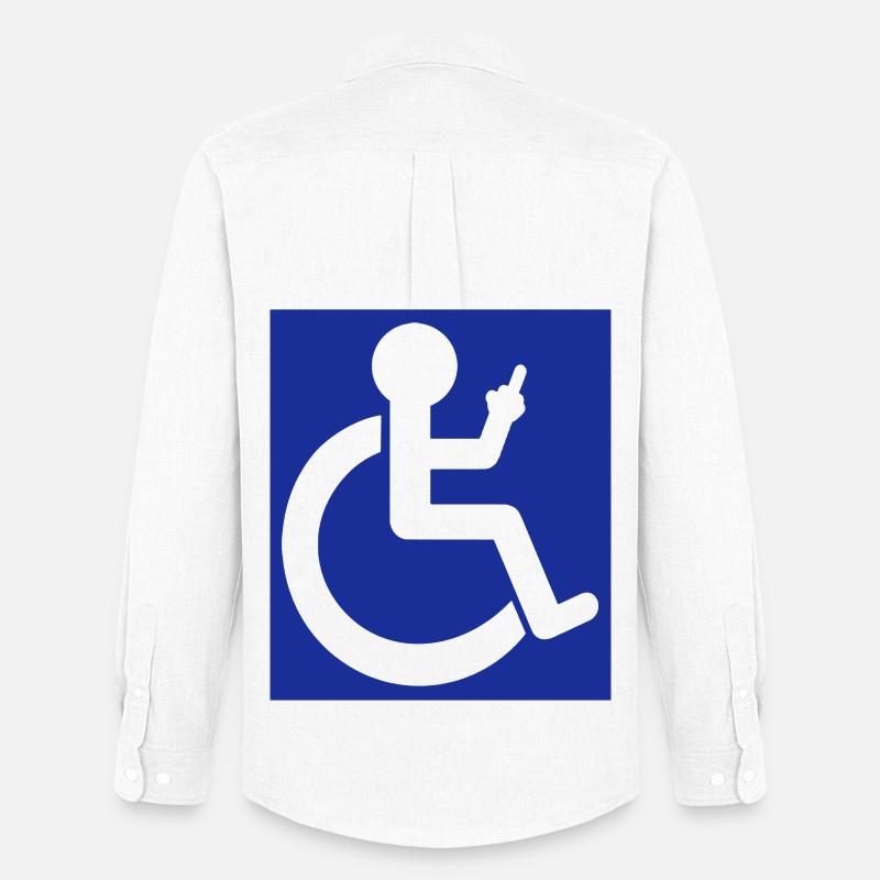 Rollstuhl-Symbol mit Mittelfinger # - Männer Oxford Hemd von Stanley/Stella - Weiß