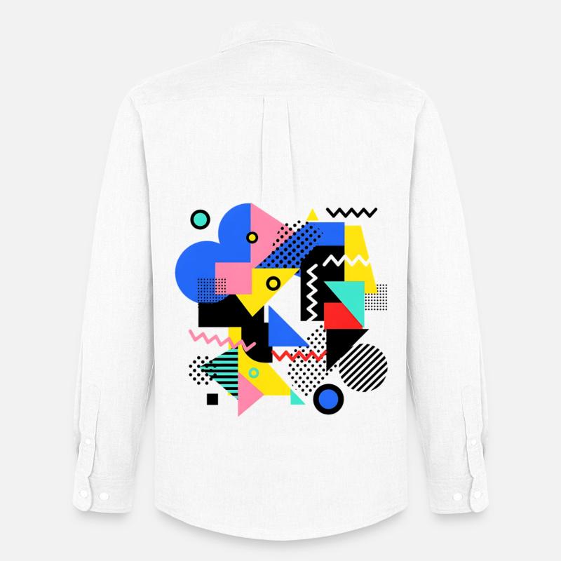Geometrische Farbexplosion Pop Art - Männer Oxford Hemd von Stanley/Stella - Weiß