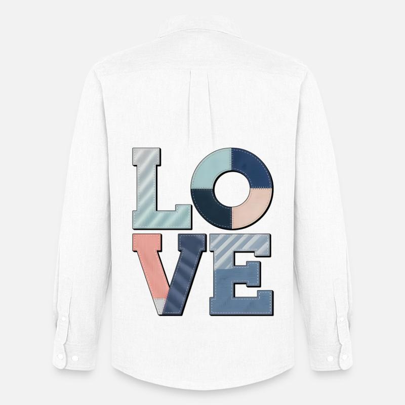 Love Design Geschenkidee Bunter Stoff Look - Männer Oxford Hemd von Stanley/Stella - Weiß
