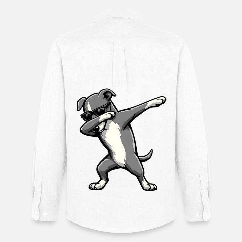 Dabbing Greyhound - Männer Oxford Hemd von Stanley/Stella - Weiß