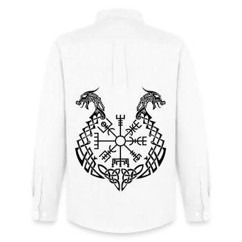 Black dragon and Viking compass - Men's Oxford Shirt by Stanley/Stella - white - Back - AI Model Male 185 dark (185cm)