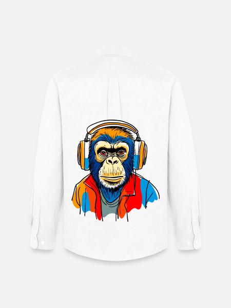 Singe avec casque - Chemise Oxford homme Stanley/Stella - blanc