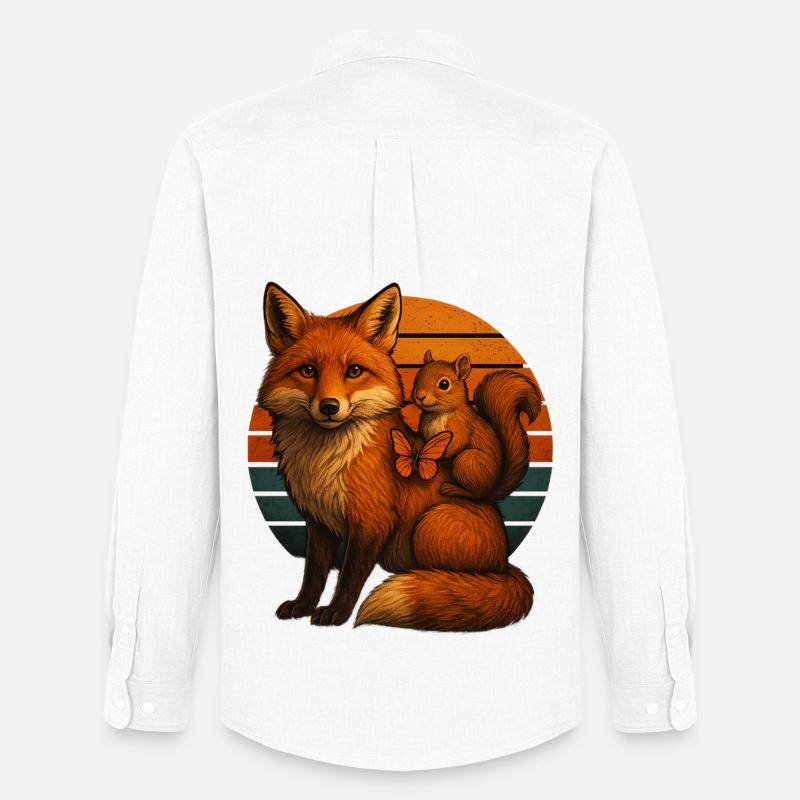Fuchs Eichhörnchen Retro Tierfreunde - Männer Oxford Hemd von Stanley/Stella - Weiß