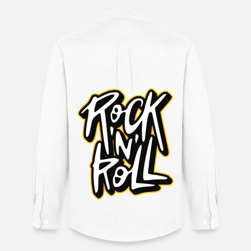 Rock 'n' Roll Graffiti-Stil Skript-Logo - Männer Oxford Hemd von Stanley/Stella - Weiß