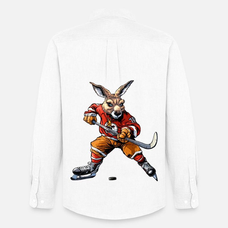 Kängurus Eishockey - Männer Oxford Hemd von Stanley/Stella - Weiß