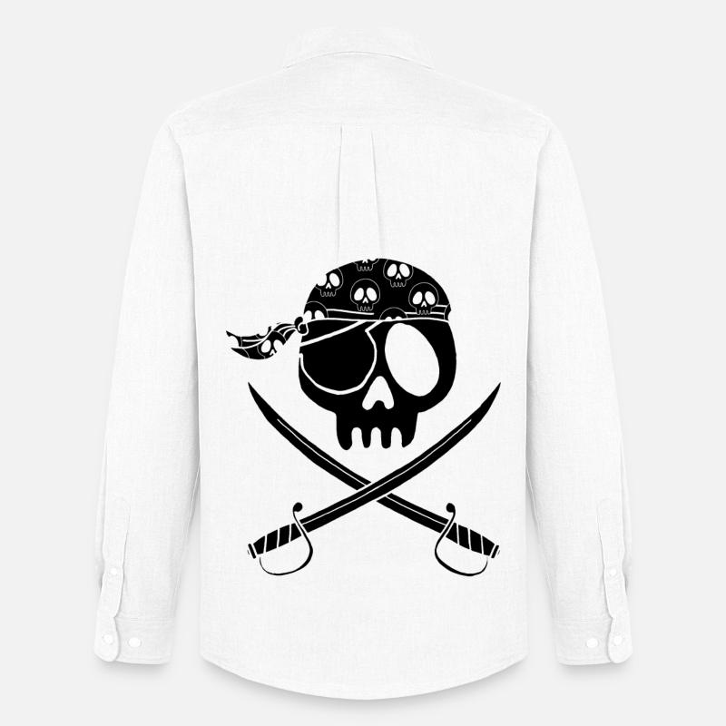 Schwarzer Piratenschädel - Männer Oxford Hemd von Stanley/Stella - Weiß