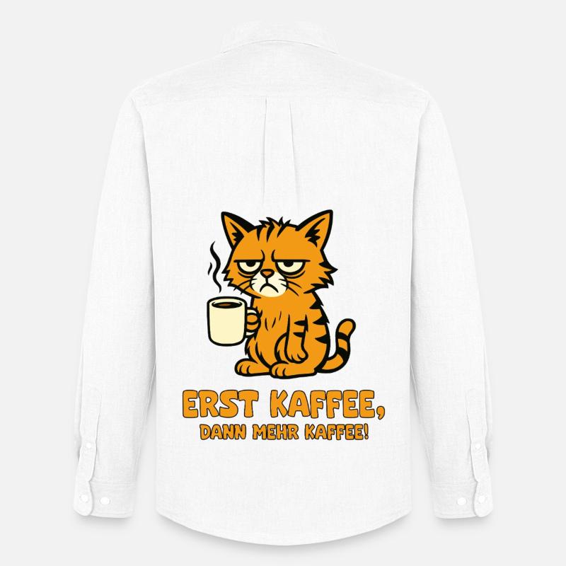 Erst Kaffee Dann Mehr Kaffee Katze - Männer Oxford Hemd von Stanley/Stella - Weiß