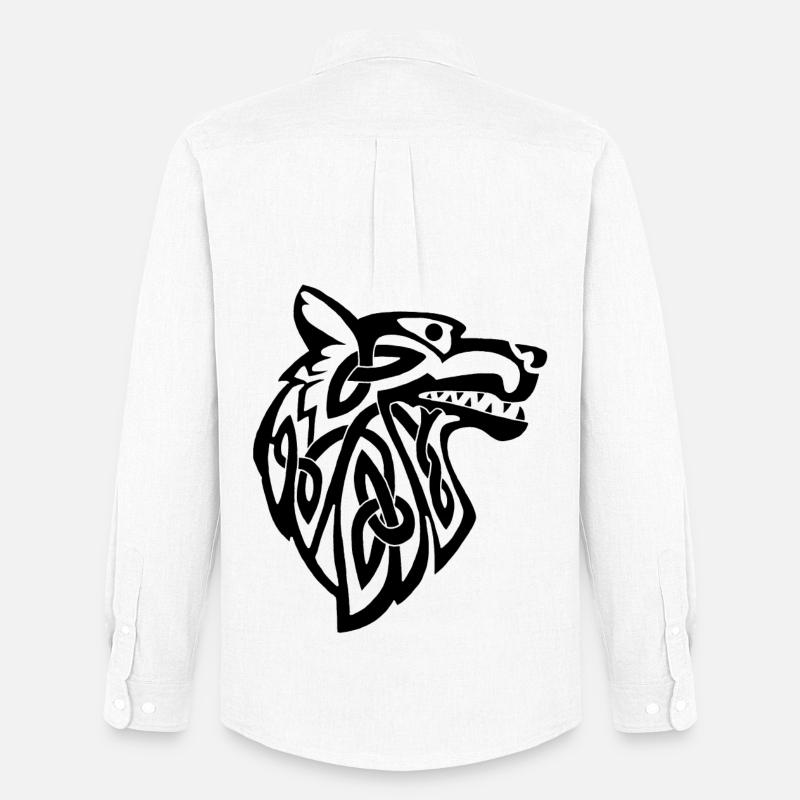 Wolf schwarz Wikinger - Männer Oxford Hemd von Stanley/Stella - Weiß