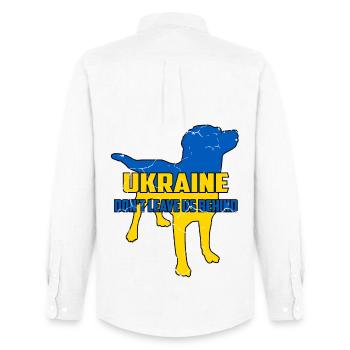 Ukraine Tierrettung - Männer Oxford Hemd von Stanley/Stella - Weiß - Hinten - AI Model Male 185 dark (185cm)