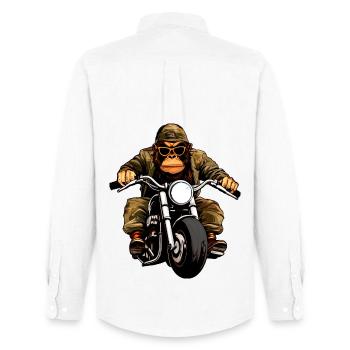 Singes motards - Chemise Oxford homme Stanley/Stella - blanc - Dos - AI Model Male 185 dark (185cm)