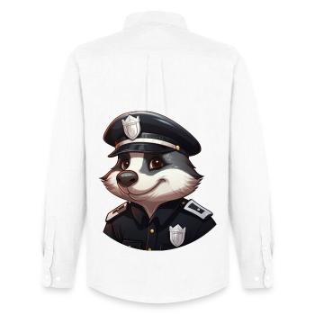 Policière blaireau - Chemise Oxford homme Stanley/Stella - blanc - Dos - AI Model Male 185 dark (185cm)