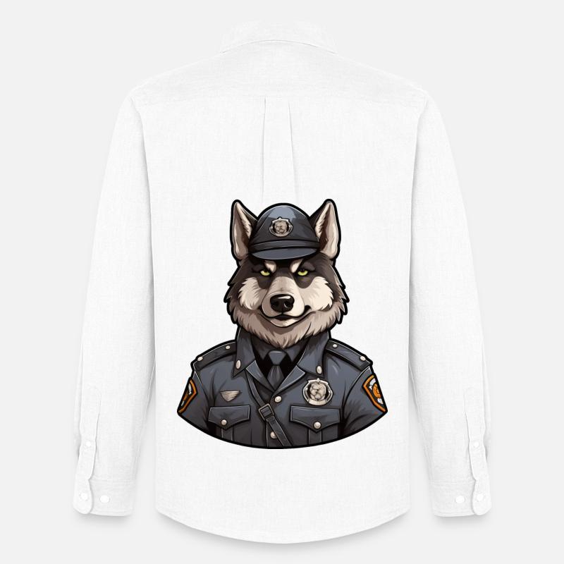 Polizei Wolf - Männer Oxford Hemd von Stanley/Stella - Weiß