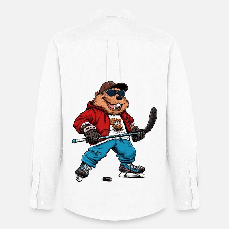 Biber Eishockey - Männer Oxford Hemd von Stanley/Stella - Weiß