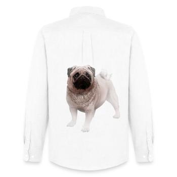 Mops - Männer Oxford Hemd von Stanley/Stella - Weiß - Hinten - AI Model Male 185 dark (185cm)