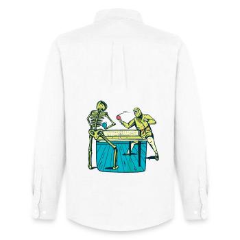 Table Tennis Skeleton Ninja - Chemise Oxford homme Stanley/Stella - blanc - Dos - AI Model Male 185 dark (185cm)