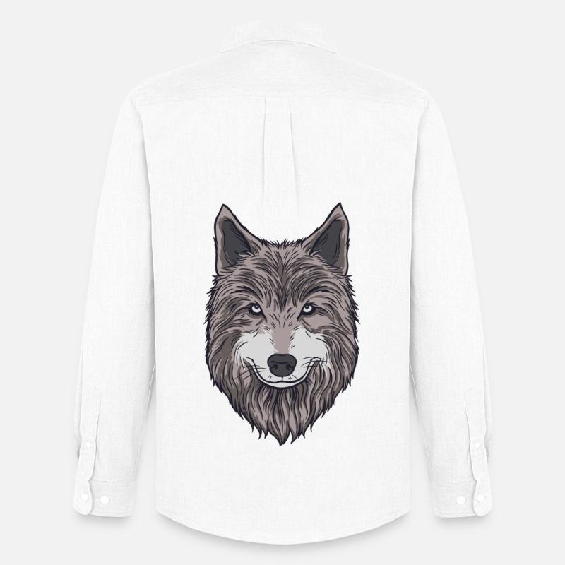 Stolzer Wolfskopf - Männer Oxford Hemd von Stanley/Stella - Weiß