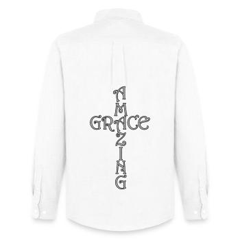 Faith Cross Design with Lettering - Men's Oxford Shirt by Stanley/Stella - white - Back - AI Model Male 185 dark (185cm)