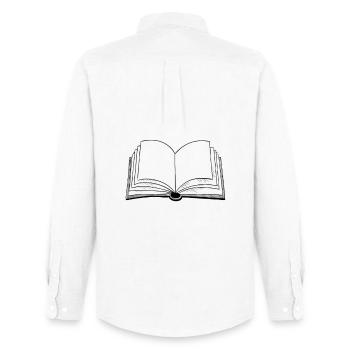 Bücher offenes Buch - Männer Oxford Hemd von Stanley/Stella - Weiß - Hinten - AI Model Male 185 dark (185cm)