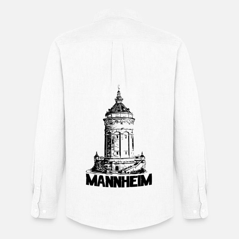 Mannheimer Wasserturm Mannheim schwarz - Männer Oxford Hemd von Stanley/Stella - Weiß