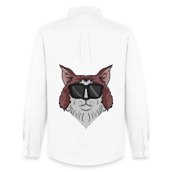 Maine-Coon Katze mit Sonnenbrille - Männer Oxford Hemd von Stanley/Stella - Weiß - Hinten - AI Model Male 185 dark (185cm)