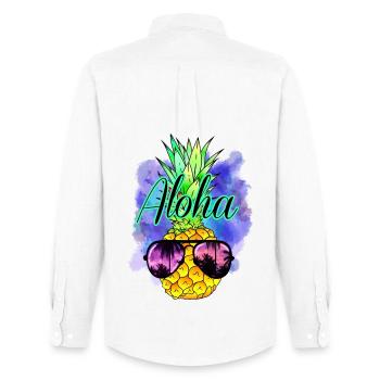 Aloha Ananas - Männer Oxford Hemd von Stanley/Stella - Weiß - Hinten - AI Model Male 185 dark (185cm)