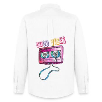 Retro Vintage Mixtape Cassette Tape 80's 90's Coût - Chemise Oxford homme Stanley/Stella - blanc - Dos - AI Model Male 185 dark (185cm)