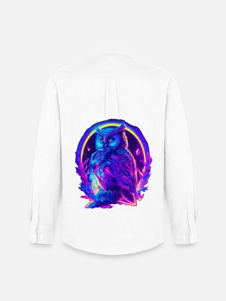 Mystically Glowing Owl Neon Synthwave - Men's Oxford Shirt by Stanley/Stella - white