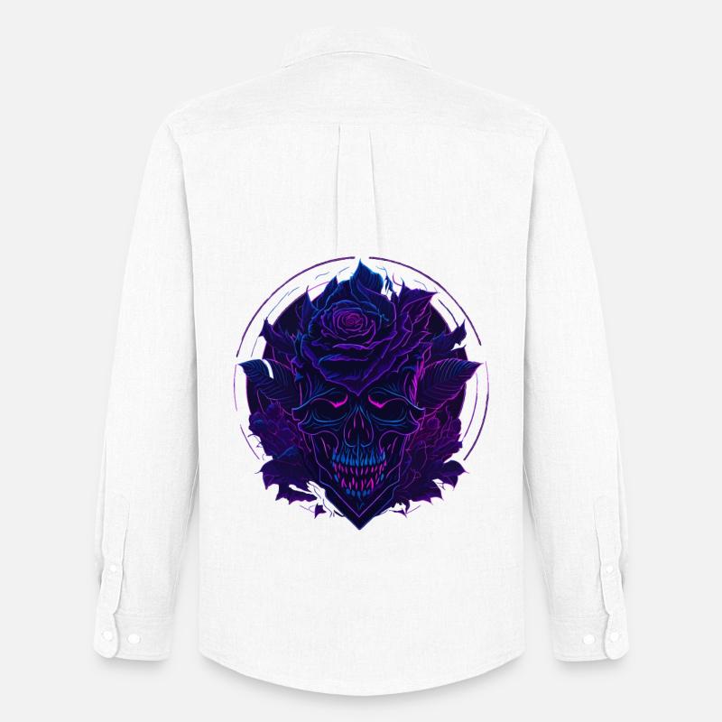 Neon Rosen Schädel EDM - Männer Oxford Hemd von Stanley/Stella - Weiß