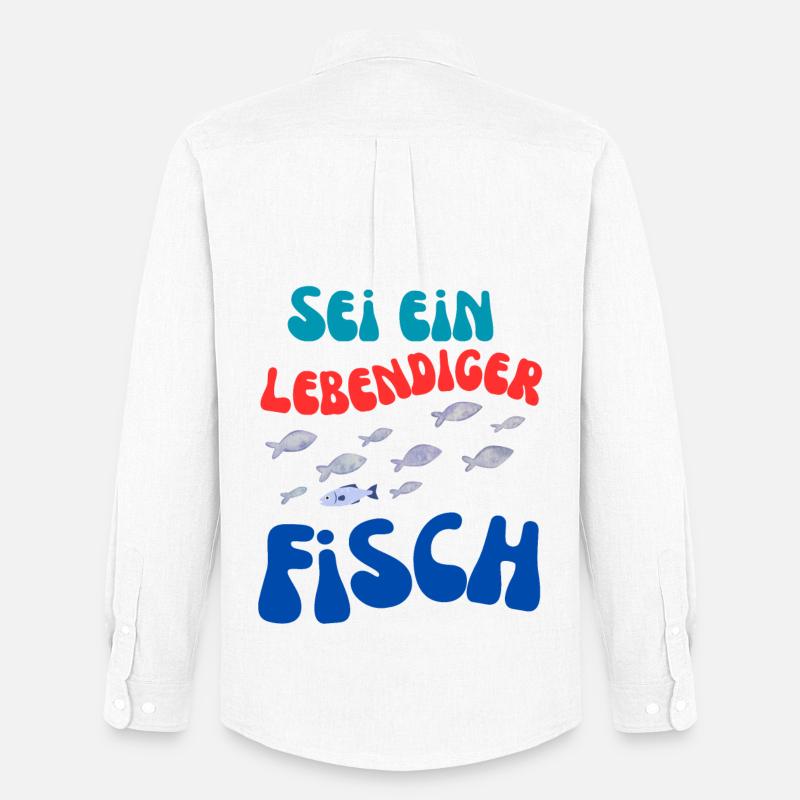 Sei Ein Lebendiger Fisch - Männer Oxford Hemd von Stanley/Stella - Weiß