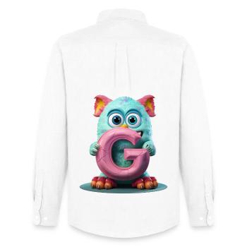 Pastel Monster with Enchanted G - Men's Oxford Shirt by Stanley/Stella - white - Back - AI Model Male 185 dark (185cm)