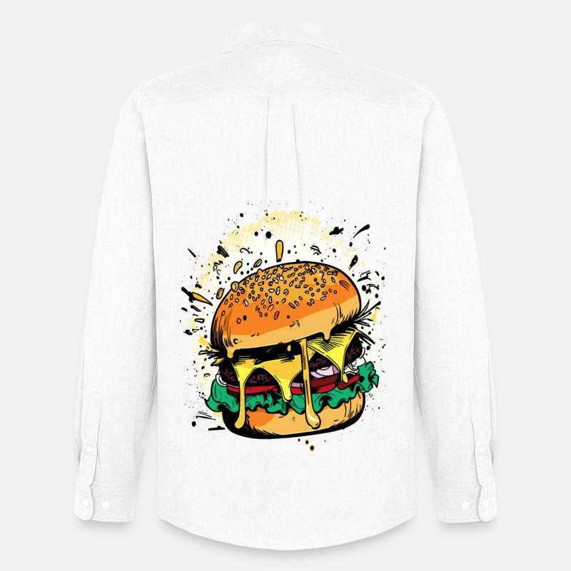 Cheeseburger Comic Burger - Männer Oxford Hemd von Stanley/Stella - Weiß