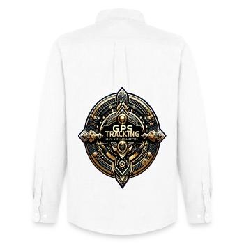 GPS Tracking Sticker - Men's Oxford Shirt by Stanley/Stella - white - Back - AI Model Male 185 dark (185cm)