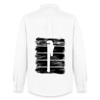 Pipe Wrench Drawing - Men's Oxford Shirt by Stanley/Stella - white - Back - AI Model Male 185 dark (185cm)