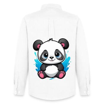 Panda Bear - Men's Oxford Shirt by Stanley/Stella - white - Back - AI Model Male 185 dark (185cm)