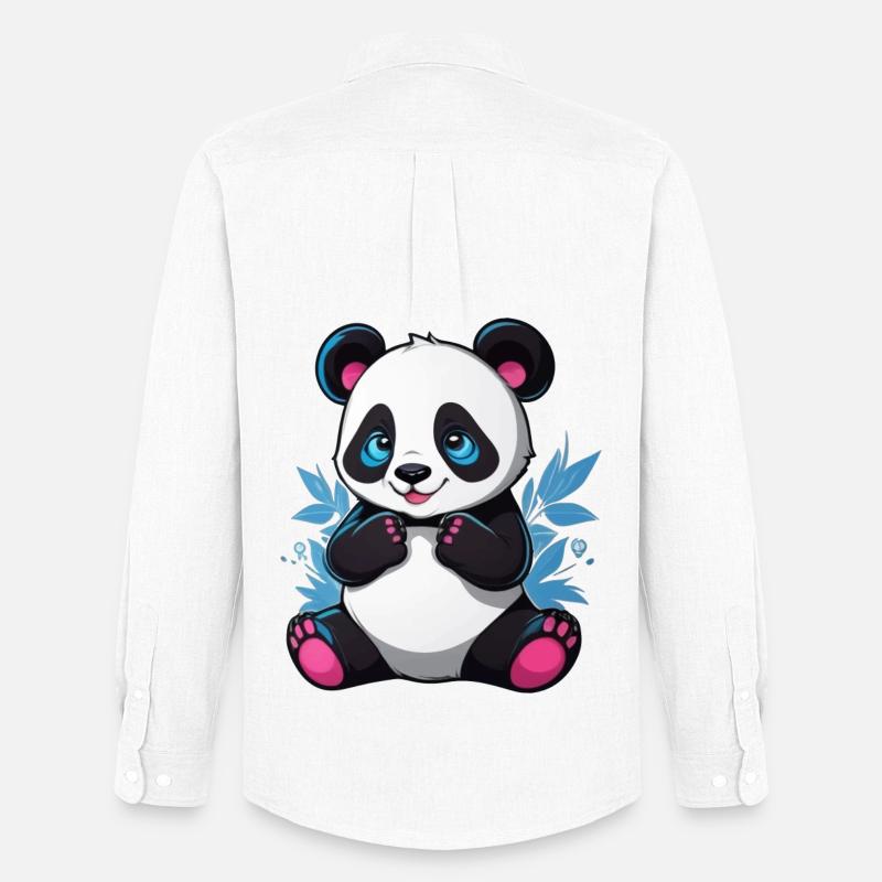 Panda - Männer Oxford Hemd von Stanley/Stella - Weiß