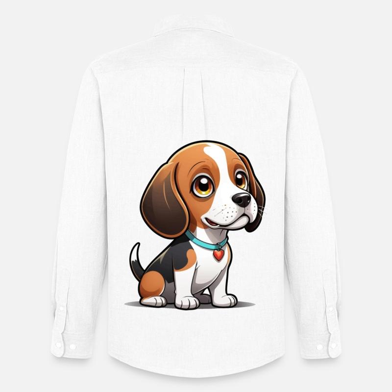 Beagle Heart Pup - Männer Oxford Hemd von Stanley/Stella - Weiß