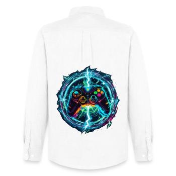 Galactic Gaming Controller - Men's Oxford Shirt by Stanley/Stella - white - Back - AI Model Male 185 dark (185cm)