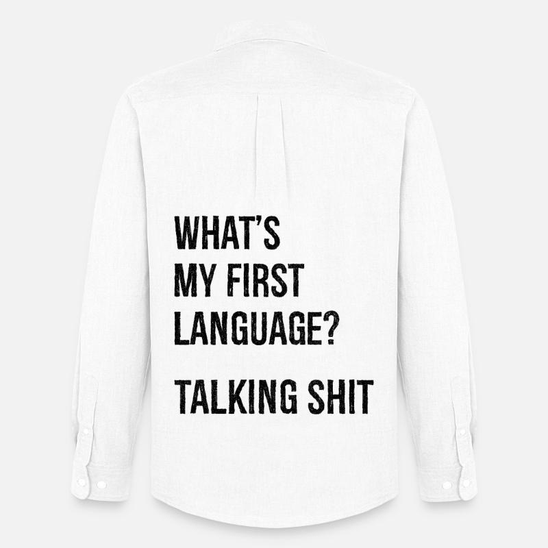 what's my first language talking shit - Männer Oxford Hemd von Stanley/Stella - Weiß