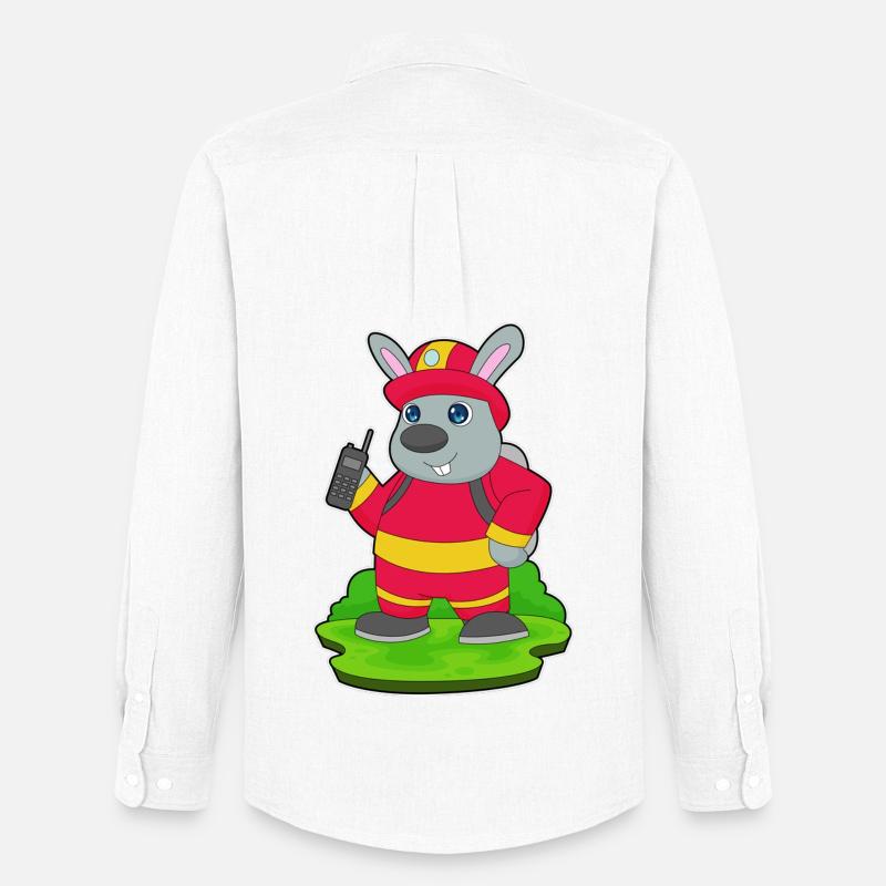 Rabbit Firefighter Fire Brigade - Men's Oxford Shirt by Stanley/Stella - white
