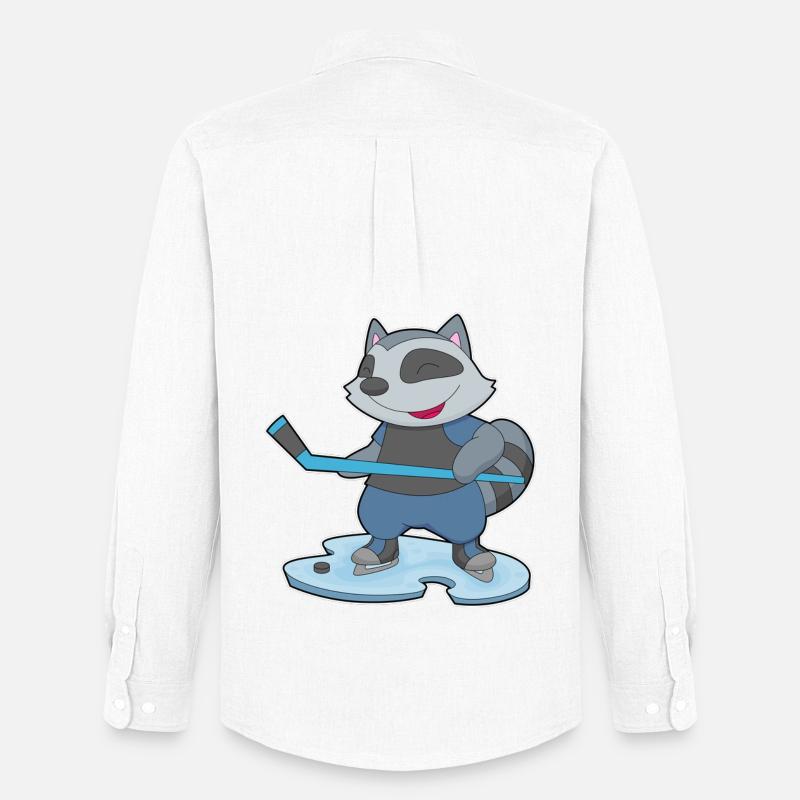 Waschbär Eishockey Eishockeyschläger - Männer Oxford Hemd von Stanley/Stella - Weiß