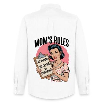 Chemise Mom’s Rules | Design rétro amusant - Chemise Oxford homme Stanley/Stella - blanc - Dos - AI Model Male 185 dark (185cm)